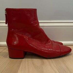J.Crew red patent leather booties